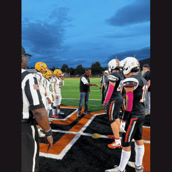 Sen. Rothman attended football games across the district, assisting the PIAA official with the coin toss to start the Susquenita football game.